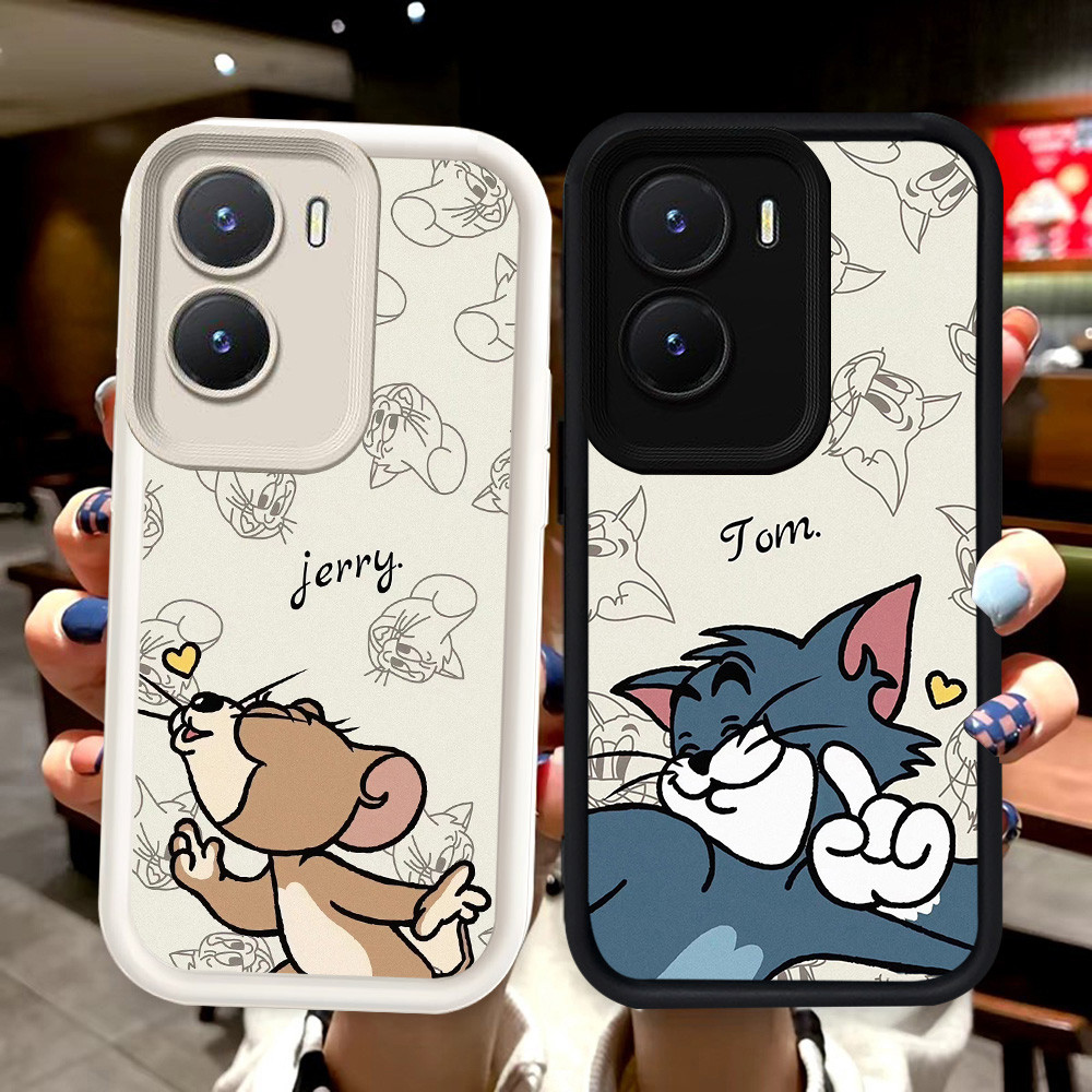 N41 couple Cat Mouse Silikon hitam putih Casing untuk VIVO Y02S Y01 Y01a Y22 Y56 Y16 Y15a Y15S Y22s 