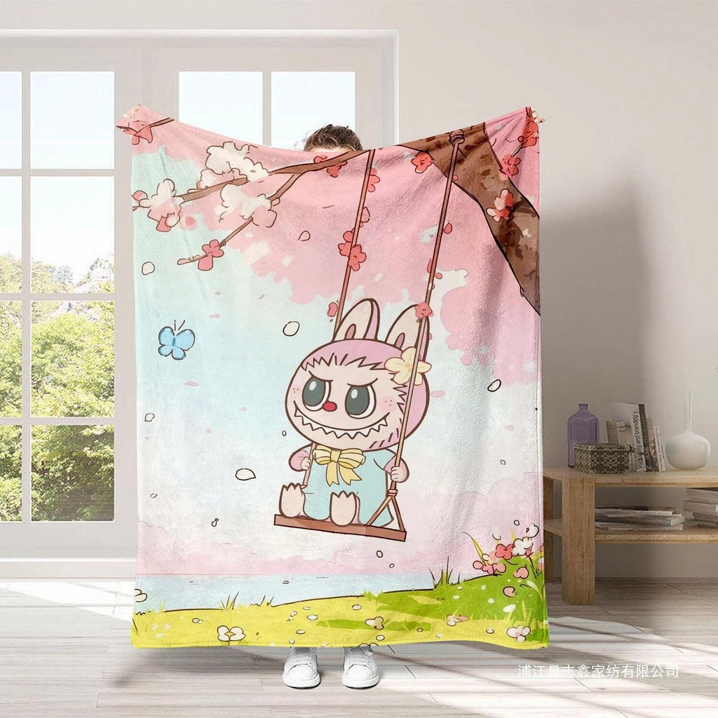 Selimut La bubu   New LabUBU Thai Elf Sky Team Cute Plush Comfortable Flannel Four Seasons Blanket  