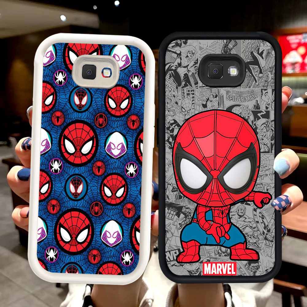 N66 Spiderman Silikon hitam putih Casing untuk Samsung J7 J2 J4 J6 Prime Plus Pro Case