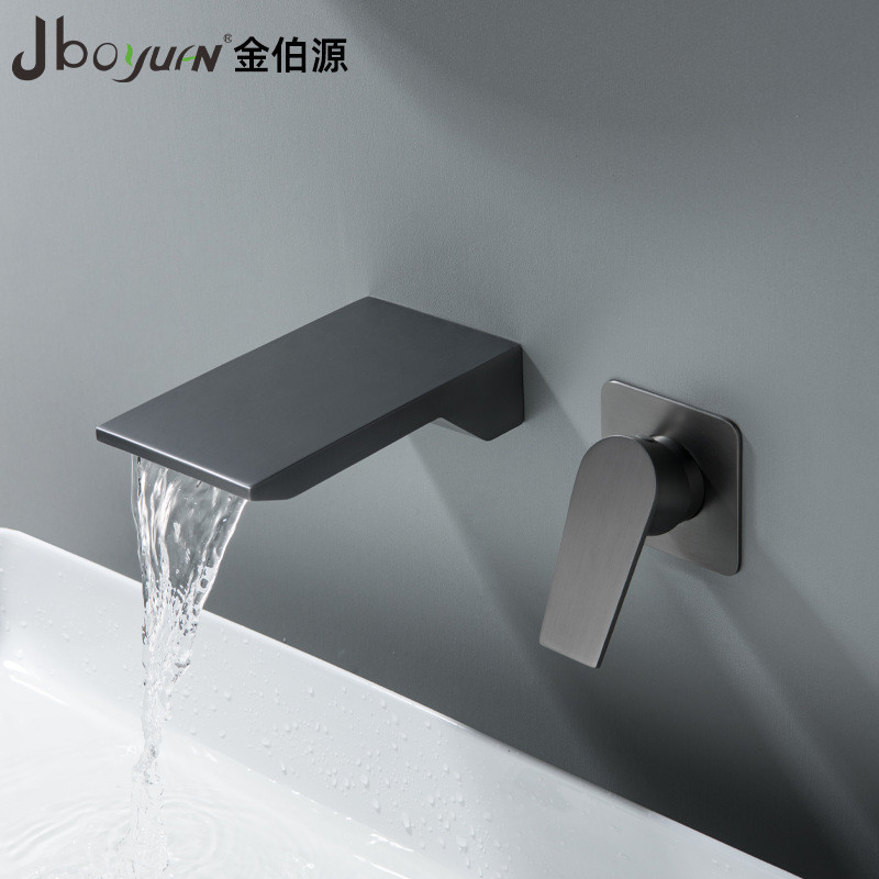 

304 baja stainless disembunyik bak dinding pas dingin faucet embedded waterfall keluar untuk mencuci wajah d