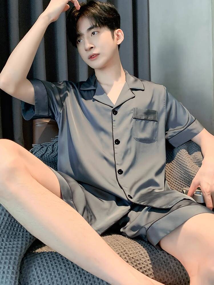 

2025 Piym Pri Bru Pns Sutr Es Lengn Celn Pendek Tipis Ank Lki-Lki Semi Musim Gugur Set Pkin Rumh