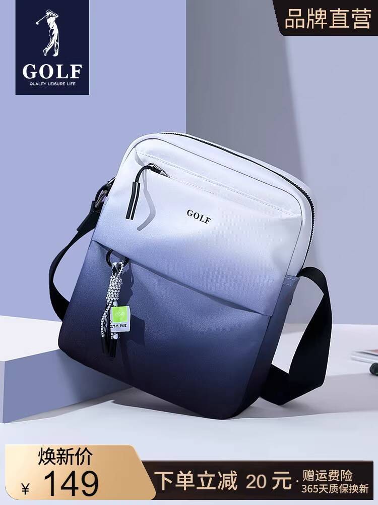 Selempang GOLF Bahu Merek Trendy Gradasi, Fashion Kasual Pria, Ransel Kanvas Ringan, Tas Kecil