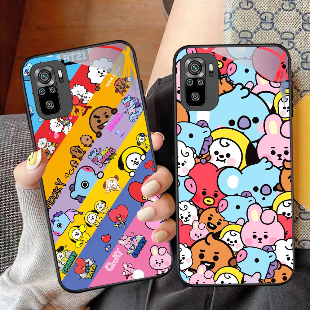 NC-14 BTS Kaca Glass Case Untuk Xiaomi Redmi Note 10 10S 10T 11 SE 11S Poco M3 M4 M5S Pro