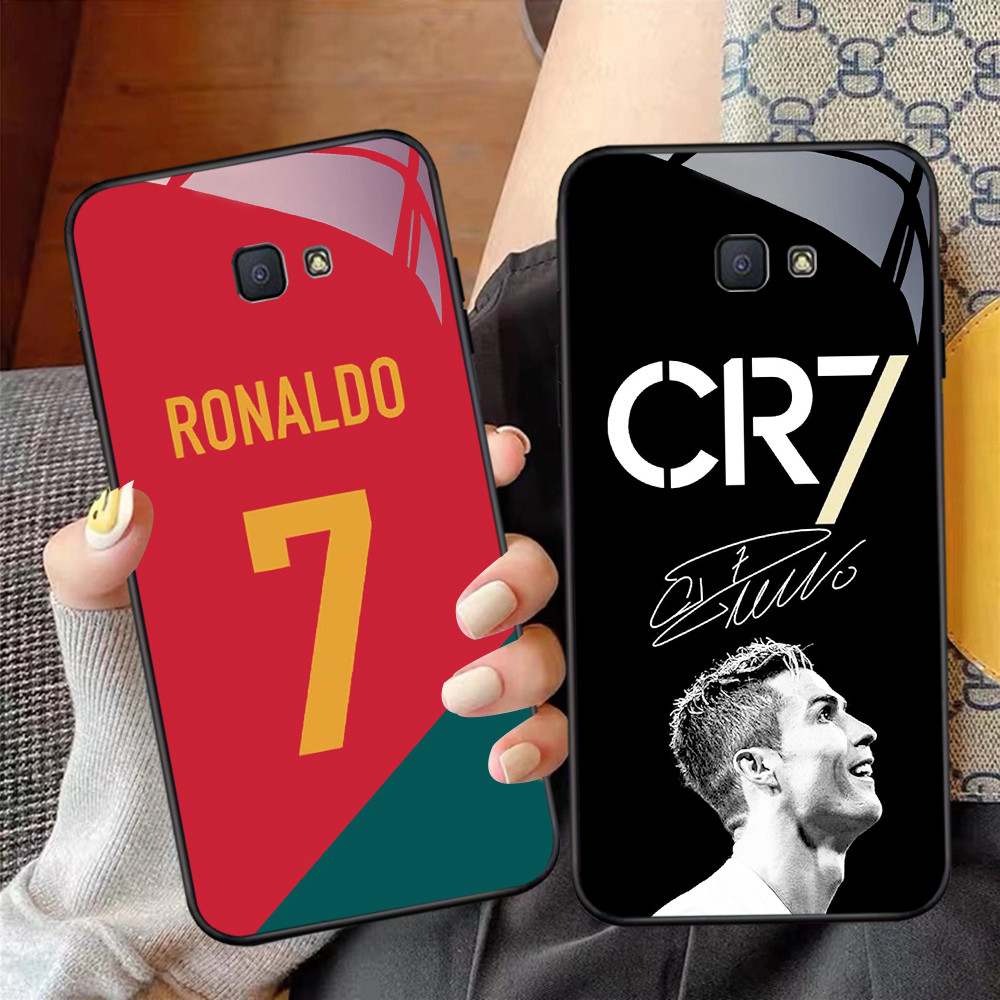 NC-21 Cristiano Ronaldo Kaca Glass Case Untuk untuk Samsung J7 Prime J6 J4 Core Pro Plus Note 9