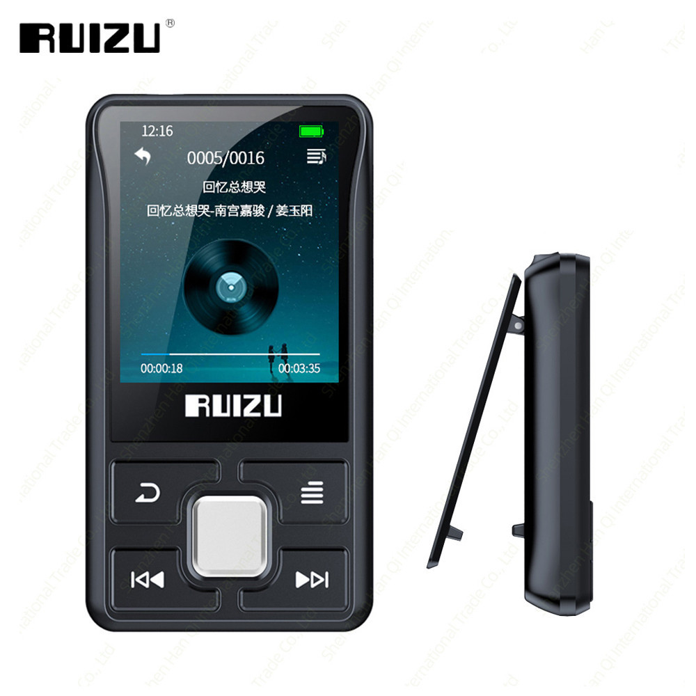 RUIZU X55 Bluetooth MP3 Mini Sports Clip Music Player Walkman mendukung FM Radio Recorder E-book Vid