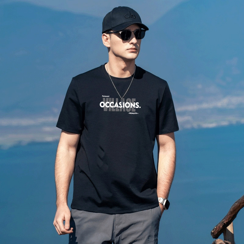 kaos santai  katun  kaos kerah pria lengan pendek baju kaos pria baju t shirt pria Hipster Kaos lehe