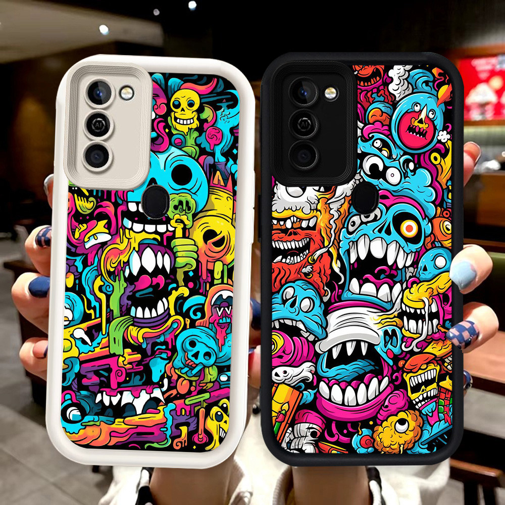 N72 Trippy Silikon hitam putih Casing untuk Samsung A02 A11 M02S A21S A03S M02 A03 Core A02S A20S Ca