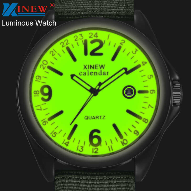 Fashion Military XINEW Glow Luminous Watch Nylon Strap Quartz Men Sports Watches clock man es