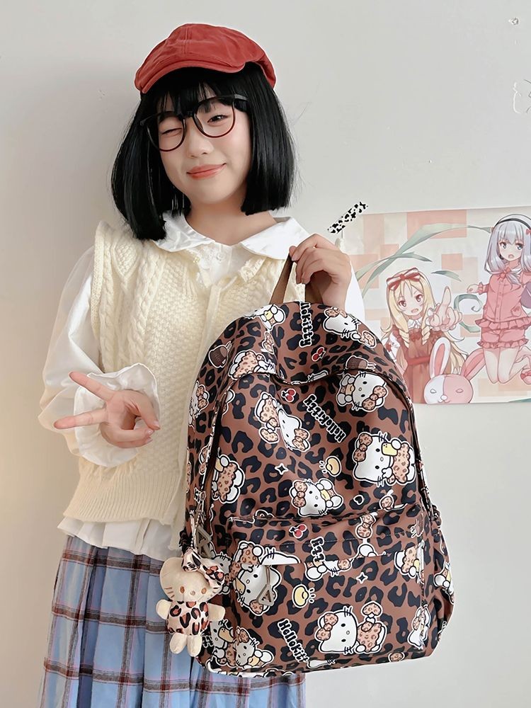 

Ins Junior High School Student Soft Girls Backpack Cartoon New Backpack Cute Girl Print Large Capac
