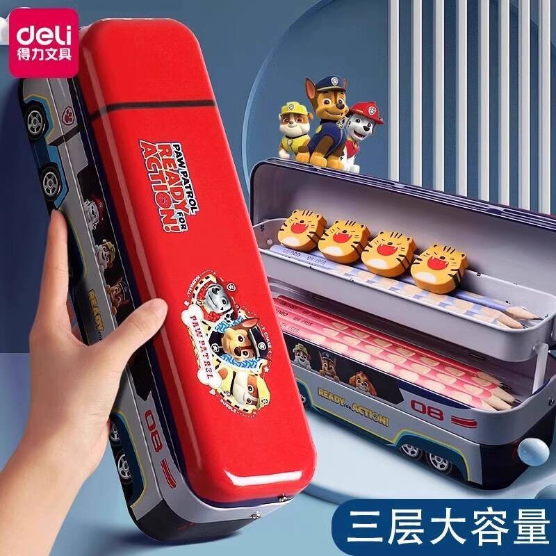 

Tempat Pensil Alat Tulis Deli Paw Patrol Laki-Laki, Kotak Logam Multi-Fungsi Tiga Lapis Siswa Sekolah Dasar, Tas Pensil Kartun Import