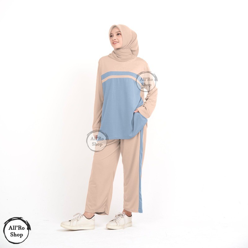 Setelan Olahraga Wanita Baju Senam Muslim Hijab Friendly Lengan Panjang 1 Set Pakaian Terbaru Ukura