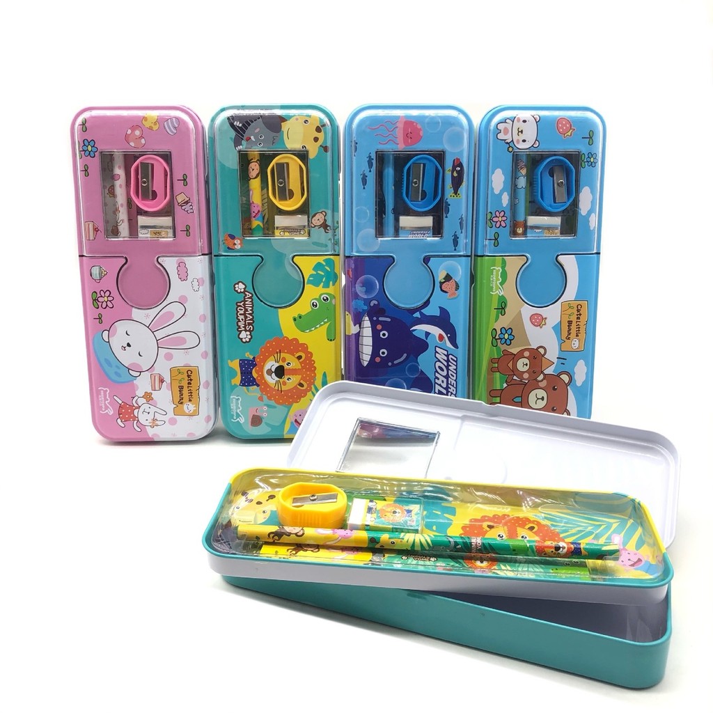 

Tempat Pensil Alat Tulis PVC Versi Korea Baru Kartun Fashion Kotak Pensil Dua Lapis Set 5-potong Import