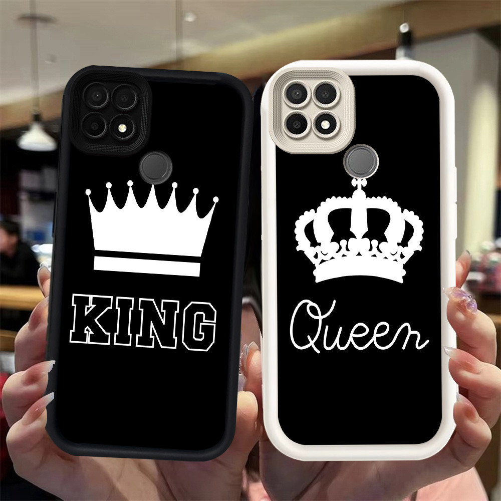 N21 King Queen Silikon hitam putih Casing untuk Realme C21Y C21 C25Y Narzo 20 30A Case