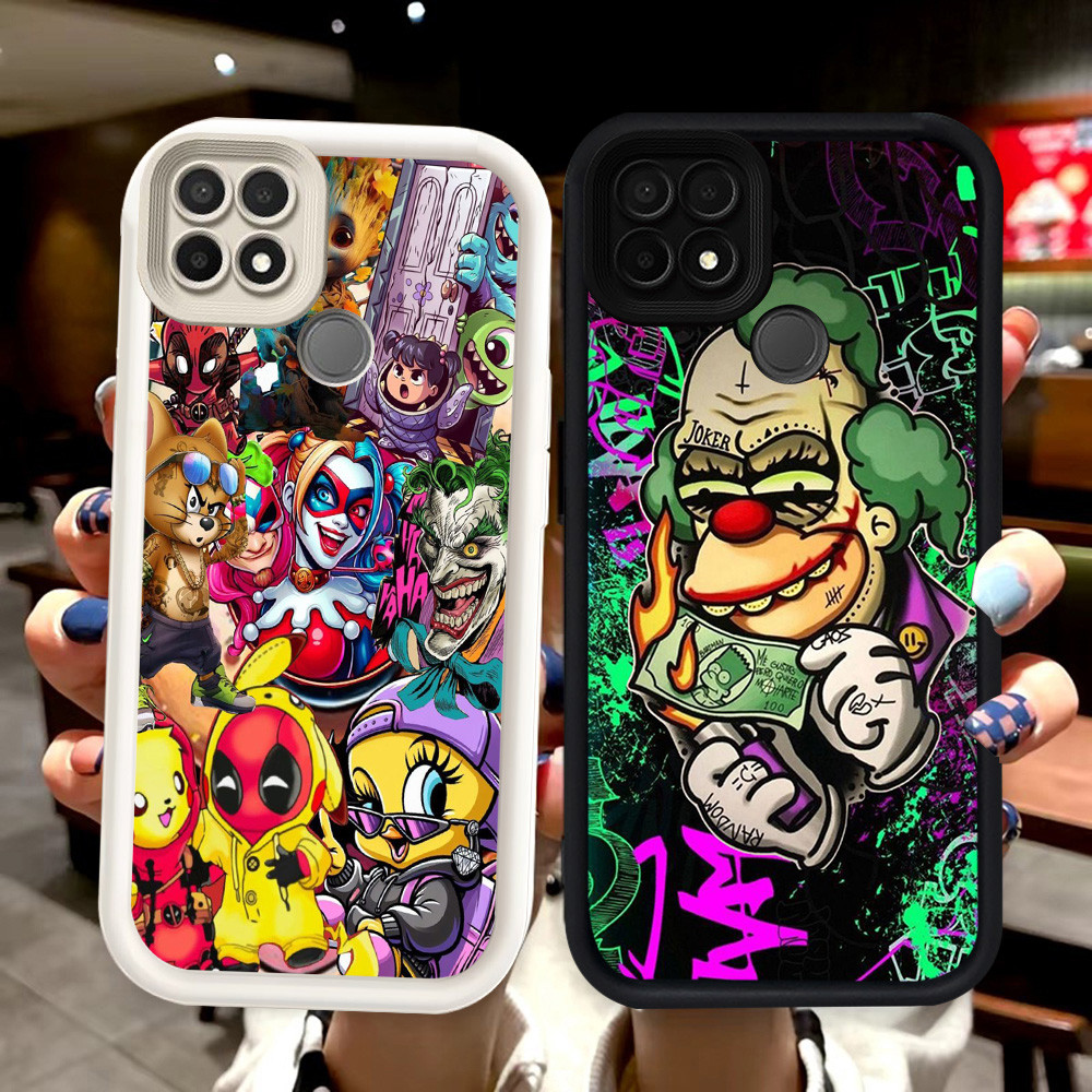 N8 Joker Silikon hitam putih Casing untuk Realme C12 C25 C25S C15 OPPO A35 A15 A15S Case