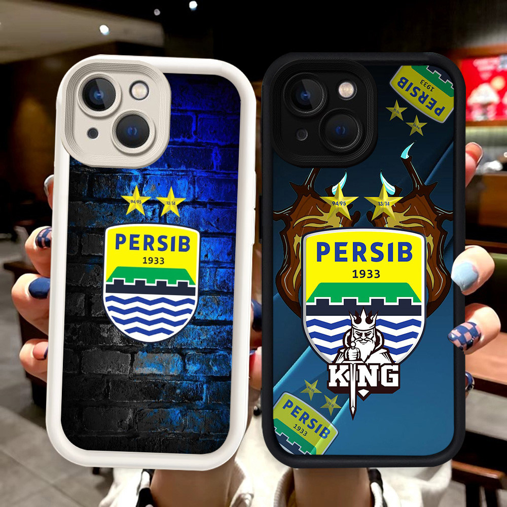 N128 Persib Silikon hitam putih Casing untuk iPhone 8 13 Pro Max Plus Case
