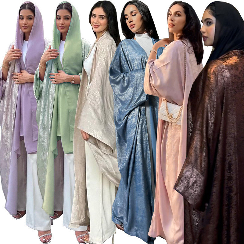 MQ101 Arab Dubai Modern Muslim Fashion Hot Stamped Abaya Outer Wearing Cardigan Robe