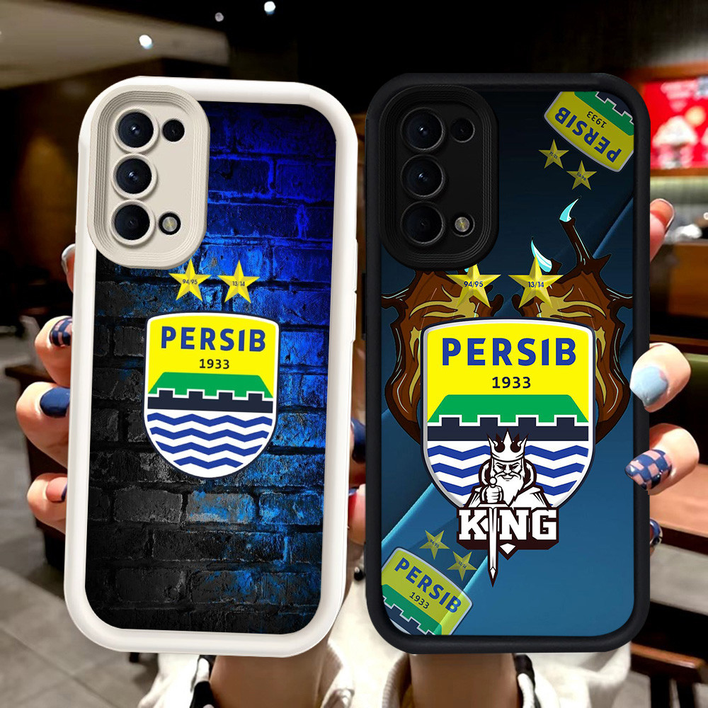 N128 Persib Silikon hitam putih Casing untuk OPPO A52 Reno 6 4 A92 5 A72 5G Case