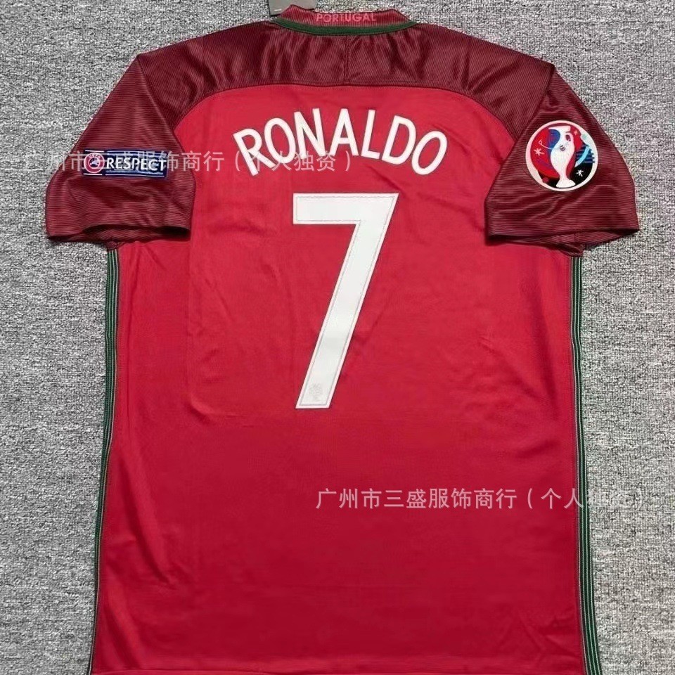 Jersey 2016 Portugal Rumah No.7 C. Ronaldo Pepe Patricio Valero Set Kit Sepak Bola Import