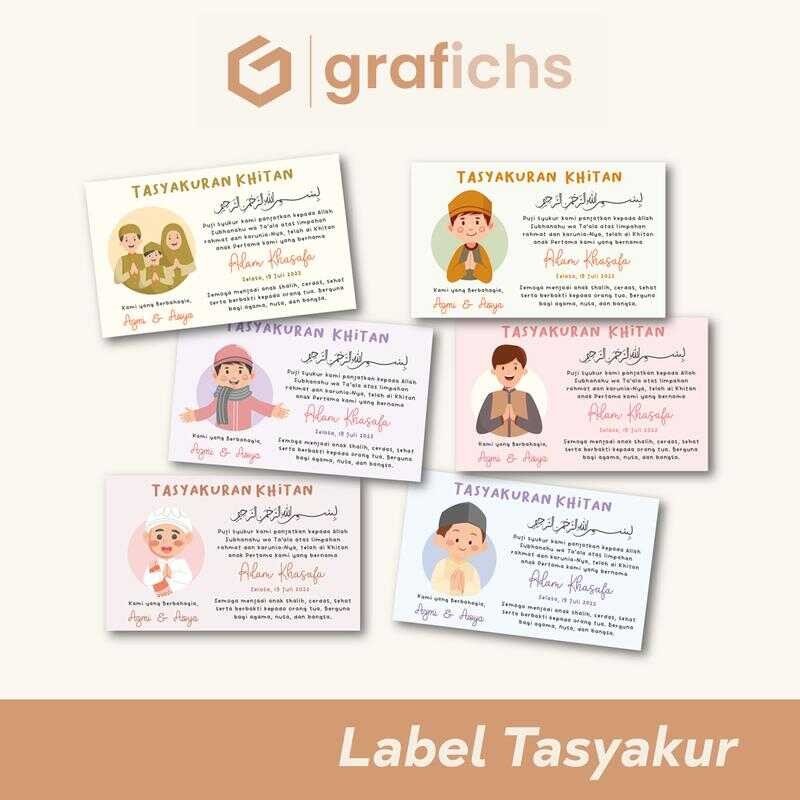 

[11 pcs] Stiker Kartu Label Sunat Tasyakuran Khitan Free Custom KT01 - KT06