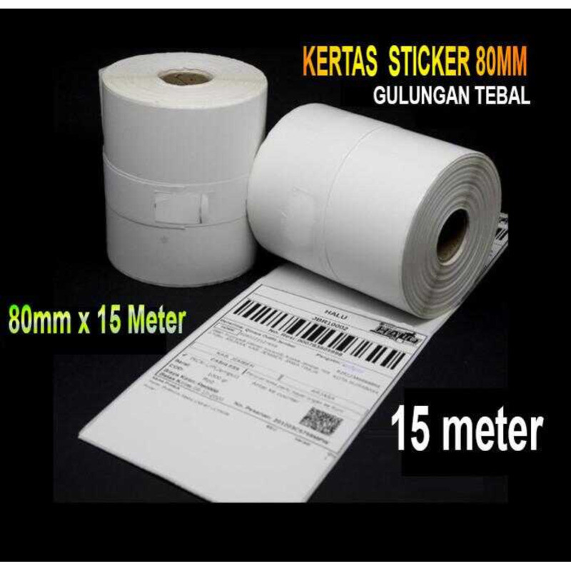

Kertas Stiker Label Printer Thermal 80x50mm Continuous 80 x 50mm