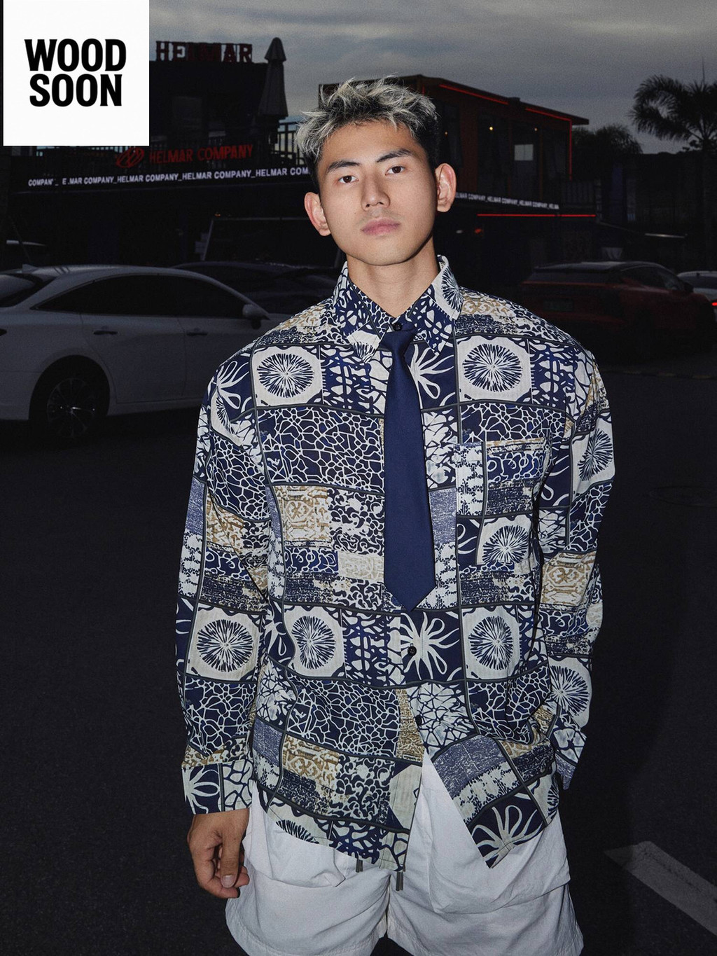 Papaslilmonster Bohemian Floral  Kemeja Lengan Panjang Gaya Santai Amerika untuk Pria