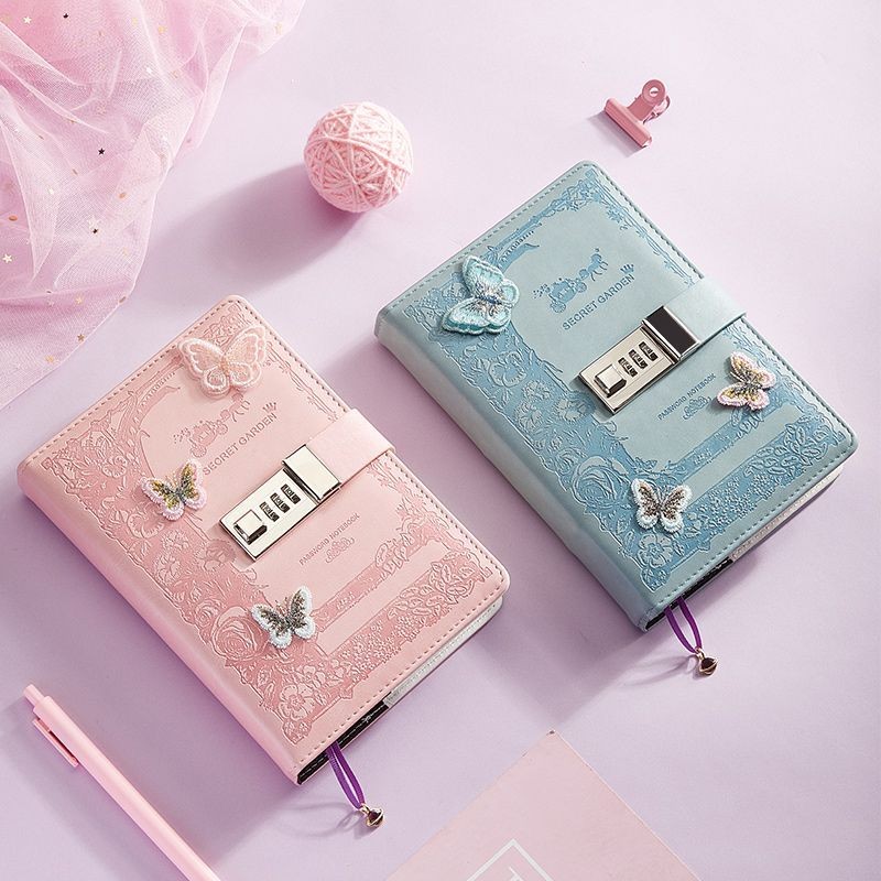 

Bantalan Kata Sandi dengan Buku Harian Kunci Sastra dan Artistik Retro Girly Heart Notepad Buku Cat