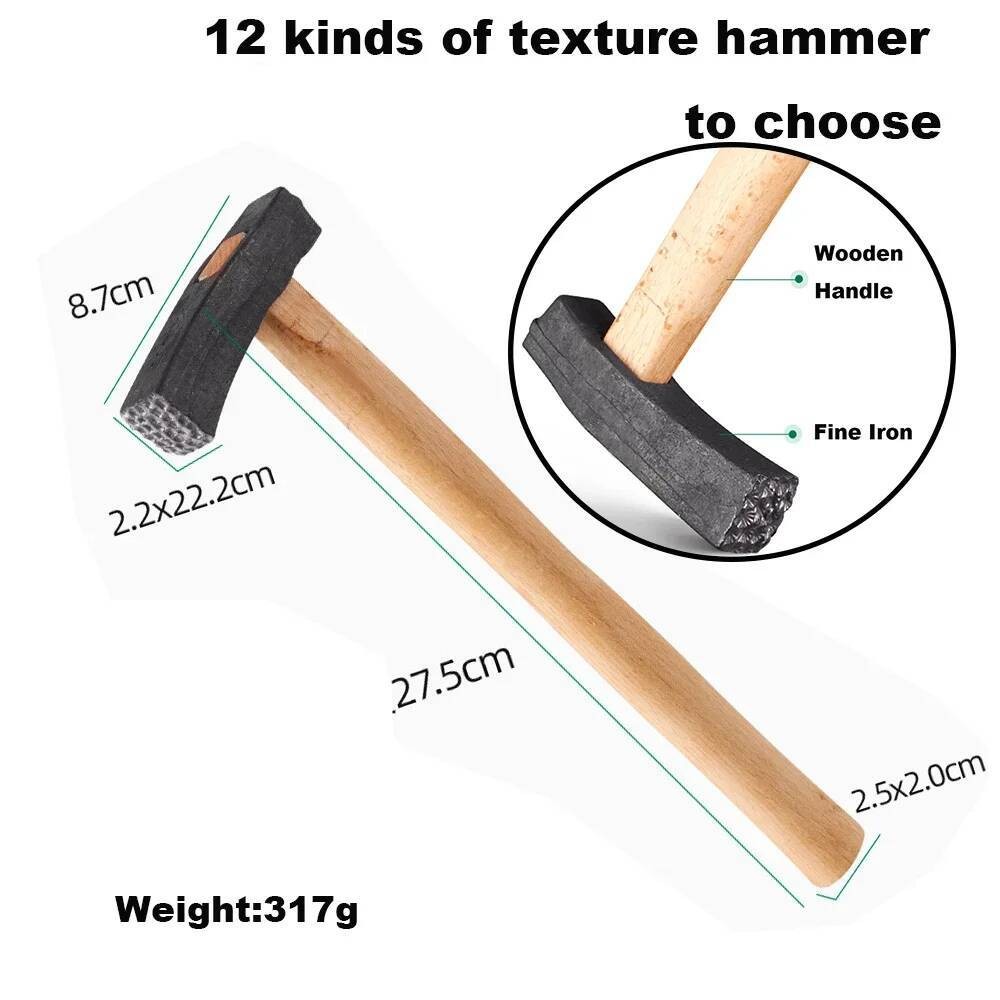 

1PCS Alat Tekstur mer dengan Pegangan Kayu Pencetakan Logam Palu Untuk Perbaikan Perhiasan & DIY Carvi