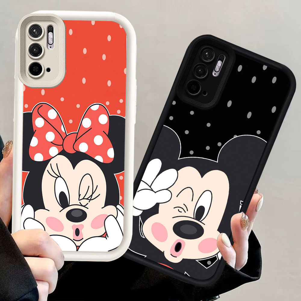 N107 Mickey Mouse Silikon hitam putih Casing untuk Xiaomi Redmi Note 10 Pro 10s 5G Case