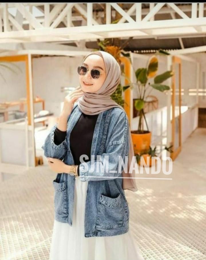 SJM OUTER CARDIGAN BALZER DENIM LENGAN PANJANG WANITA TRENDY JAPSTYLE BAHAN DENIM JEANS IMPORT FIT