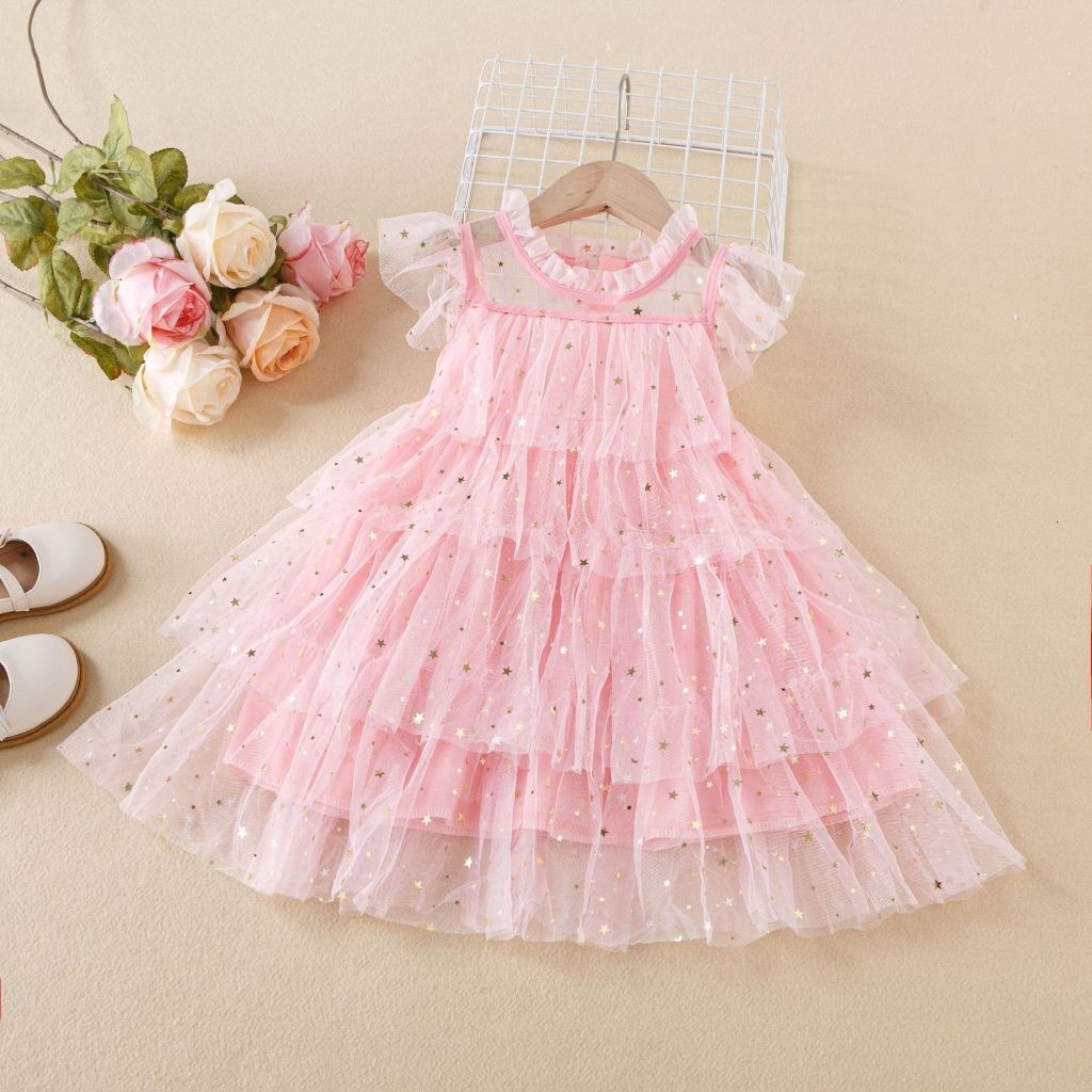 Gaun Peri Kupu-kupu Kasual Korea Thin Sling Princess Mesh Dress  Korea dari gaun bayi putri  Dress