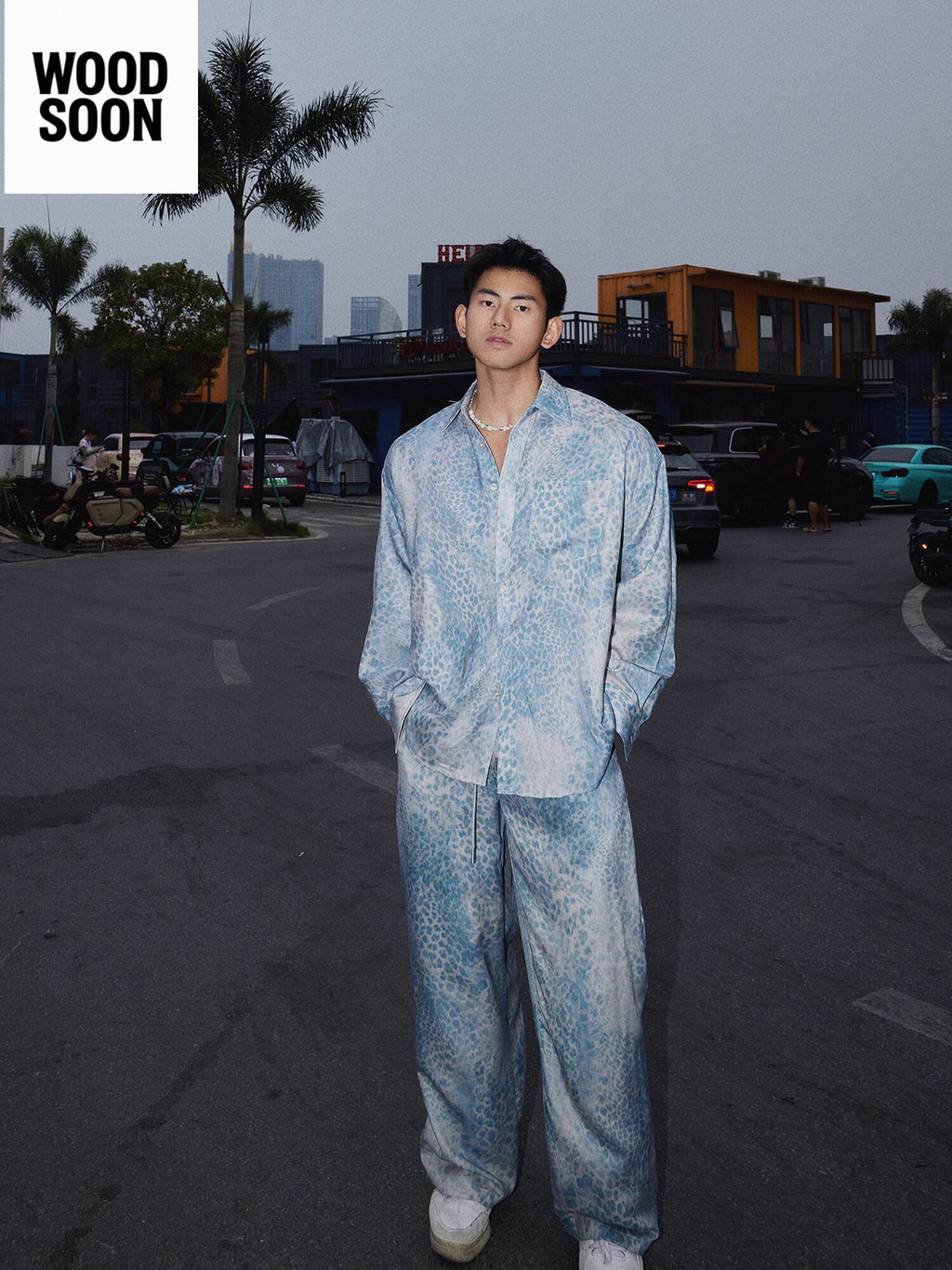 PAPASLILMONSTER Celana Tekstur Gaya Uang Lama Amerika Kemeja Cetak Macan Tutul Mewah Ringan