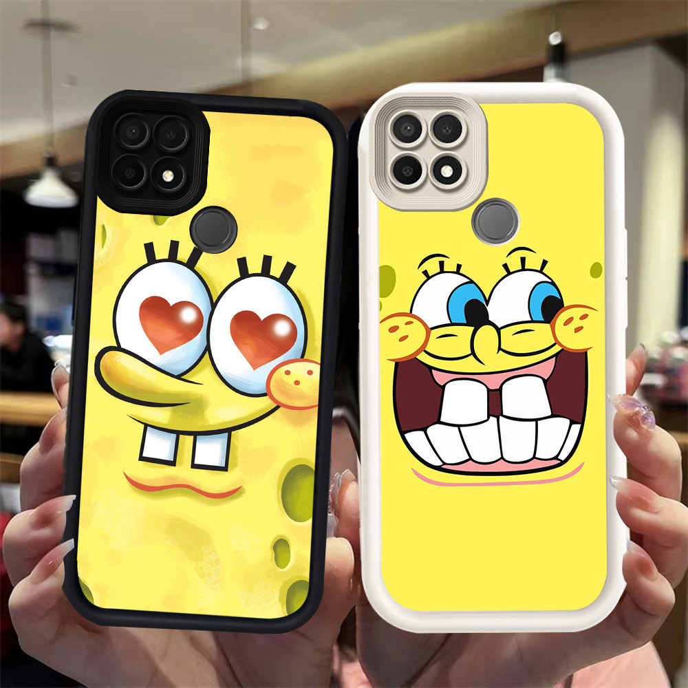 N98 Spongebob Silikon hitam putih Casing untuk Realme C21Y C21 C25Y Narzo 20 30A Case