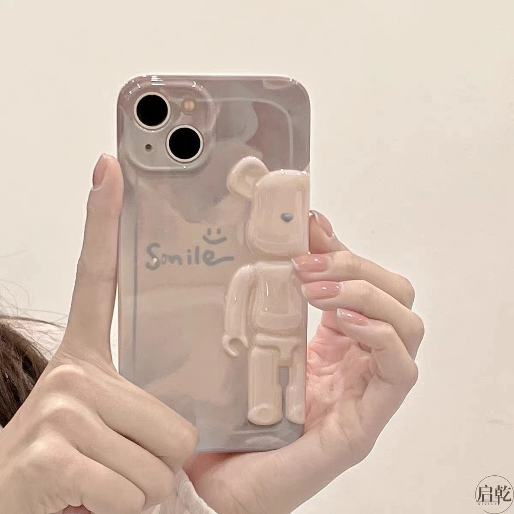  12304; Kualitas Tinggi   Bear Violent Biru Kelabu Telepon Case iPhone 15promax Apple Baru 15 Premiu