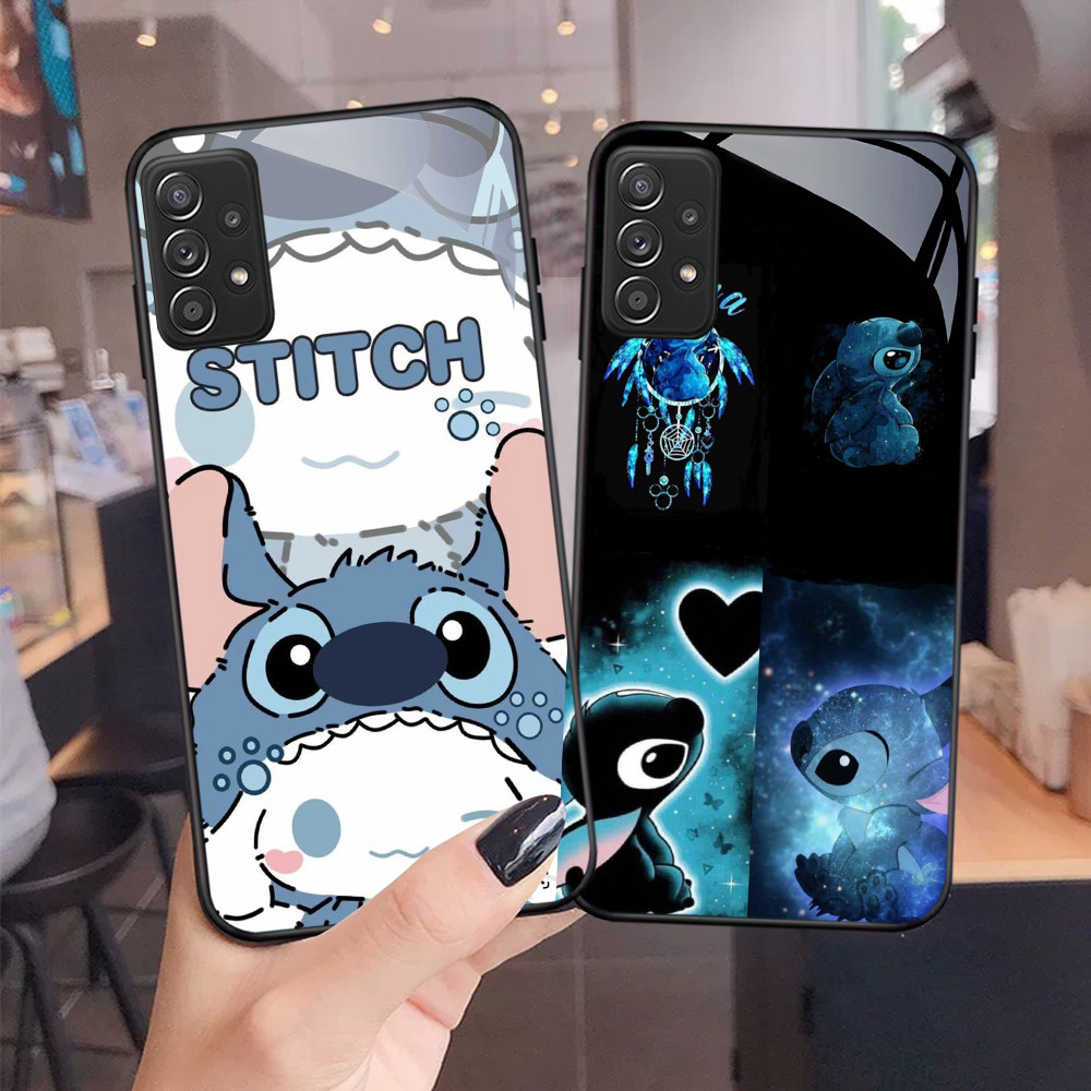 NC-86 Stitch Disney Kaca Glass Case Untuk Samsung A52 A13 A33 A32 A72 A23 A53 A73 A52S