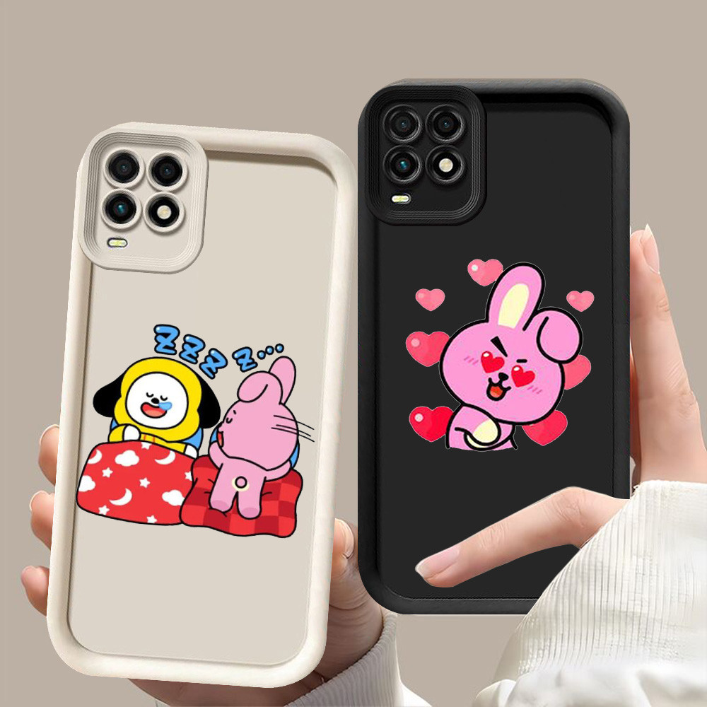 D-59 BT21 Cooky Case Hitam Putih Casing untuk OPPO A54 Realme 8 8S Pro 5G