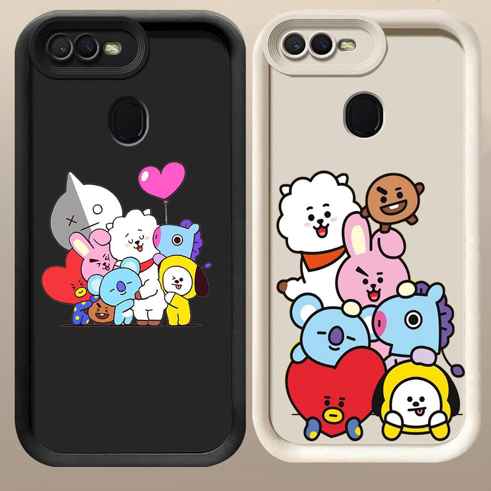 D-48 BT21 Case Hitam Putih Casing untuk OPPO F7 F9 A12s A5S A7 A12 Pro