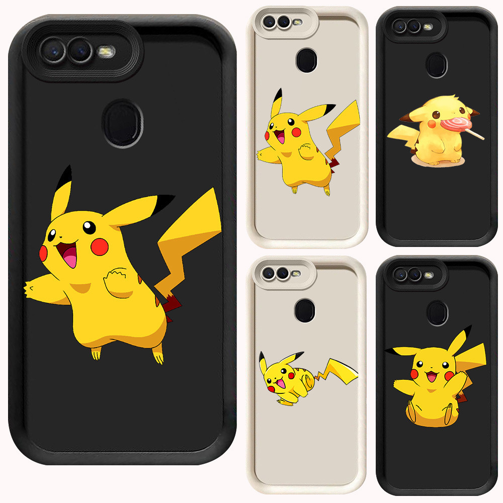 D-7 Cute Pokemon Case Hitam Putih Casing untuk OPPO F7 F9 A12s A5S A7 A12 Pro
