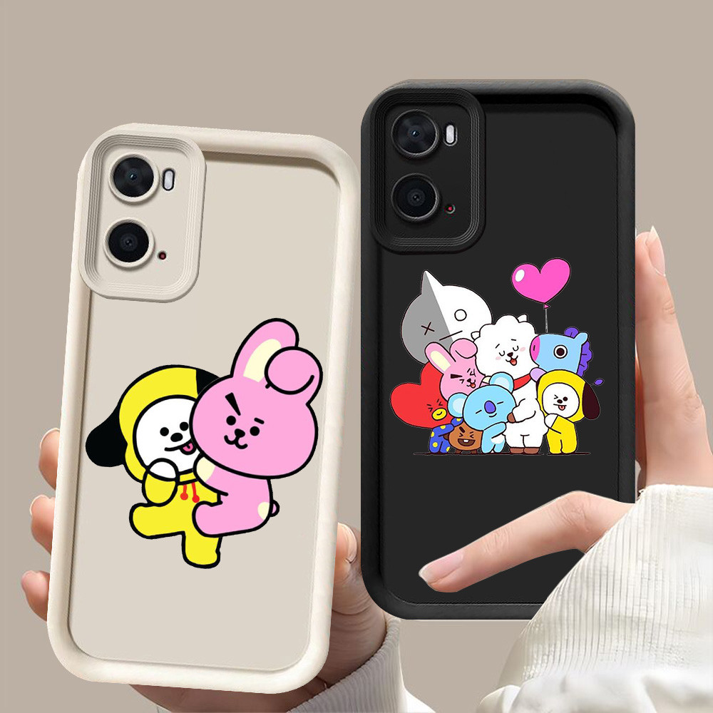 D-48 BT21 Case Hitam Putih Casing untuk OPPO A83 A57s A37 A57e A76 A39 A57 A36