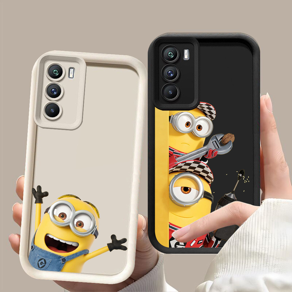 D-63 minions Case Hitam Putih Casing untuk OPPO A54S A74 A94 A16s A55 A16