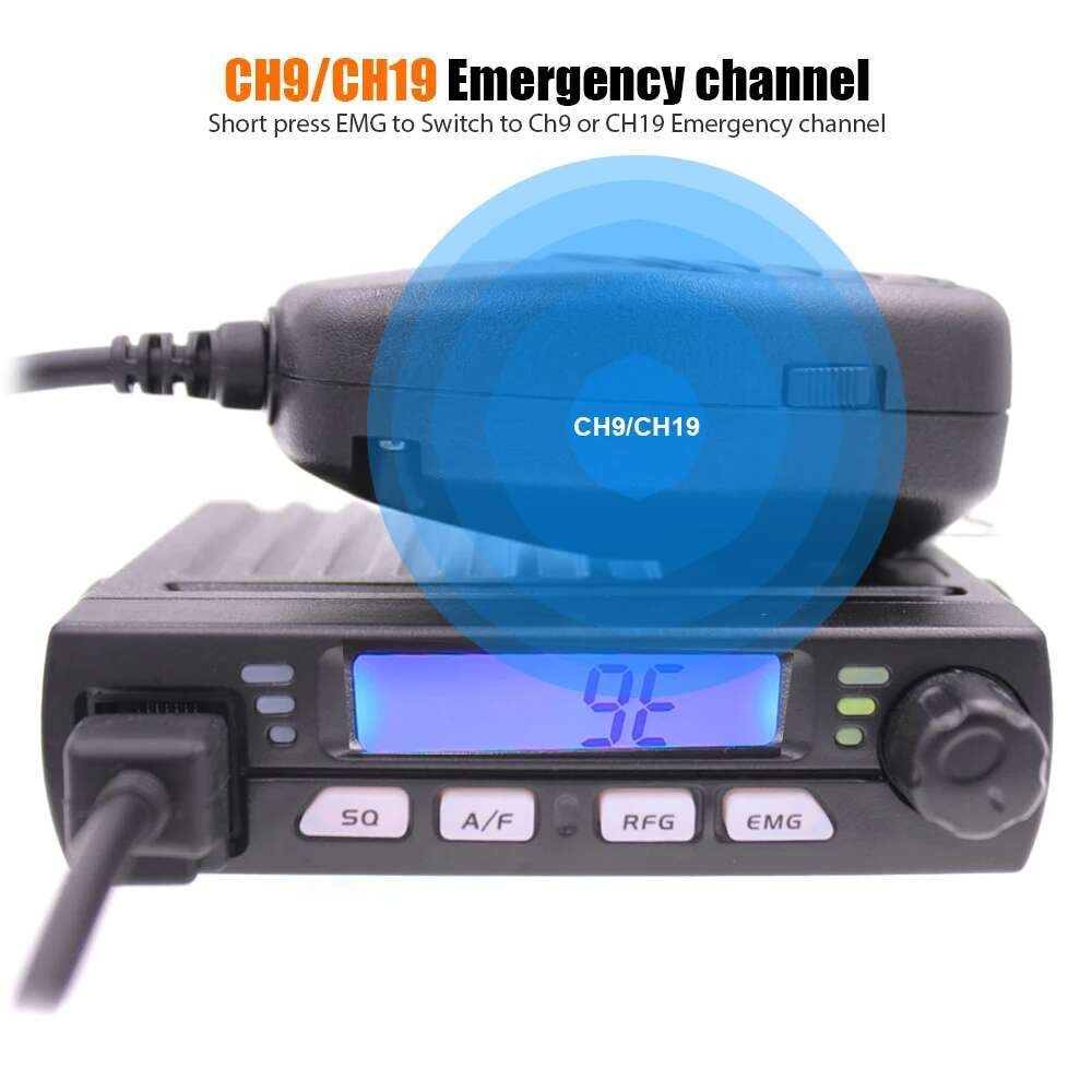 ANYSECU CB-40M AM/FM Mini Mobile CB 8W 26MHz 27MHz Radio Amatir Mobile 10 Meter