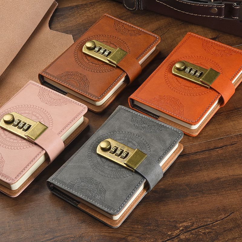 

A7 Retro Password Pad With Lock Thickened Diary Student Notebook Account Book Creative Note Stationery