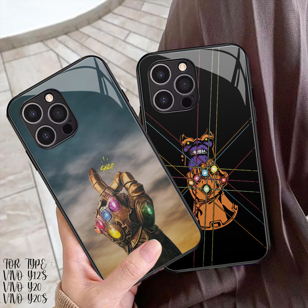 R-76 Marvel Thanos Kaca Casing untuk iPhone 12 Mini 11 14 15 Pro Max Plus Case