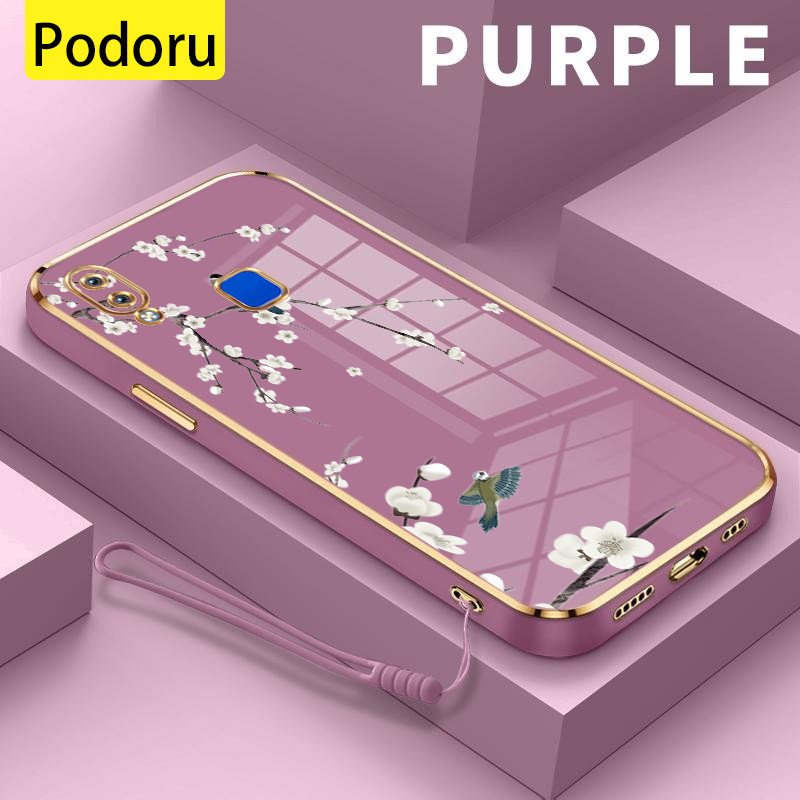 Soft Case Untuk Vivo Y91 Y95 1816 1817 1811 1807 Penutup Belakang Lukisan Minyak Camellia Casing Pon