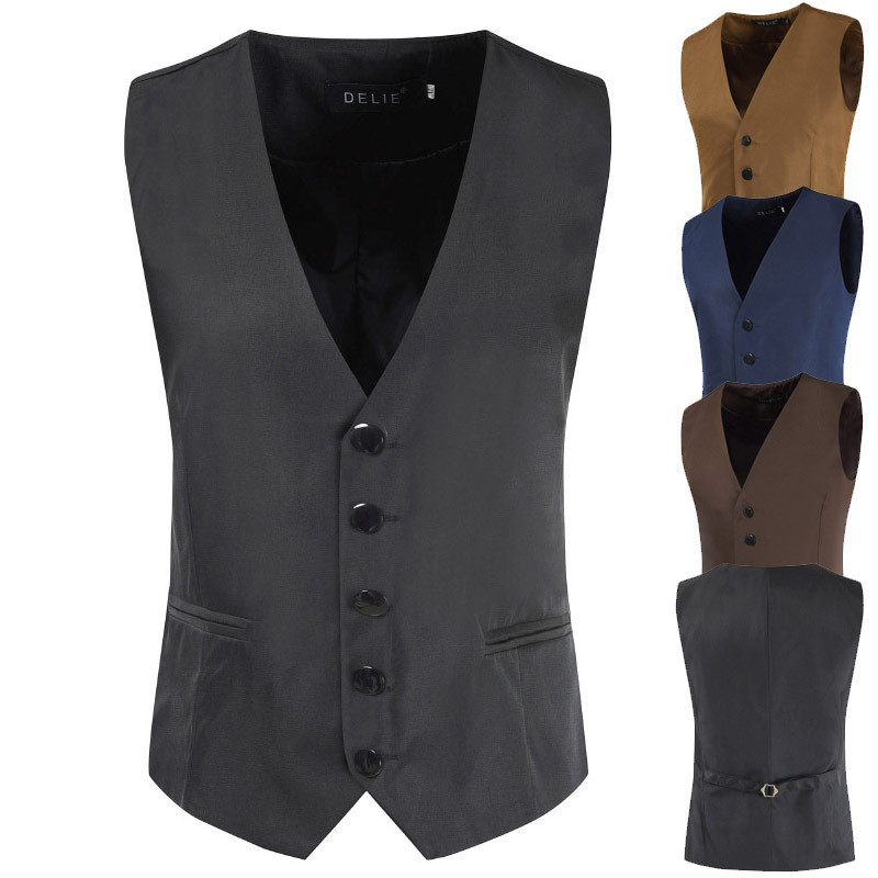 Rompi Vest Pria Musim Semi-Musim Panas Baru Jepang-Korea Pria V-Neck Pure ColoRompi Vest Pria Baju B