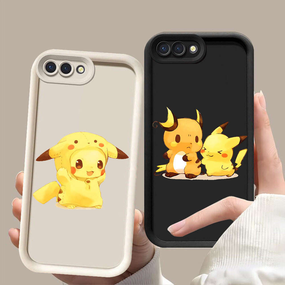 D-54 Pokemon Pikachu Case Hitam Putih Casing untuk OPPO A5 A3S Realme C2s C2 A12E A1K
