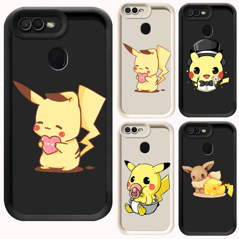 D-50 Pokemon Case Hitam Putih Casing untuk OPPO F7 F9 A12s A5S A7 A12 Pro