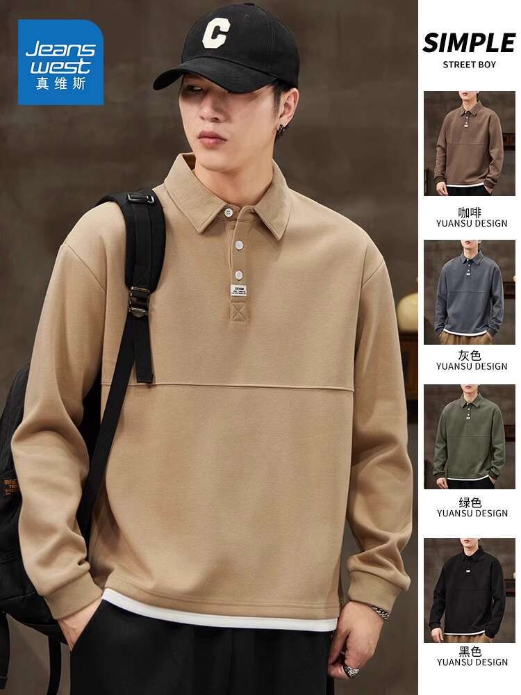 Zhenweis pakaian kerja semi musim gugur 2025 item baru lapel dan kaos polo keren panjang lengan topi