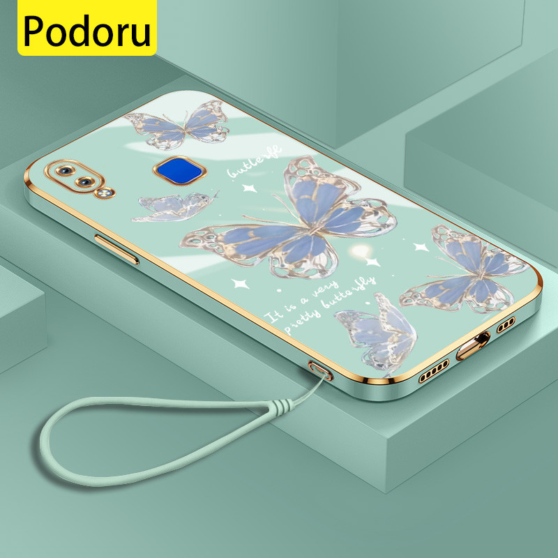 Casing untuk For Vivo Y91 Y95 1816 1817 1811 1807 Soft case Kupu-kupu Kristal Fantasi elapisan Silik