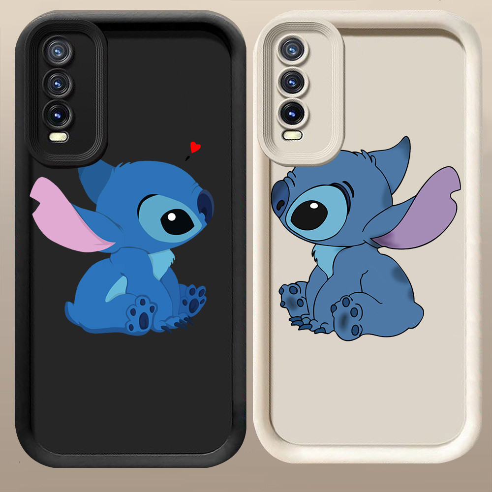 D-101 Stitch Case Hitam Putih Casing untuk VIVO Y12s Y20i Y11s Y20 Y20s S1 Pro