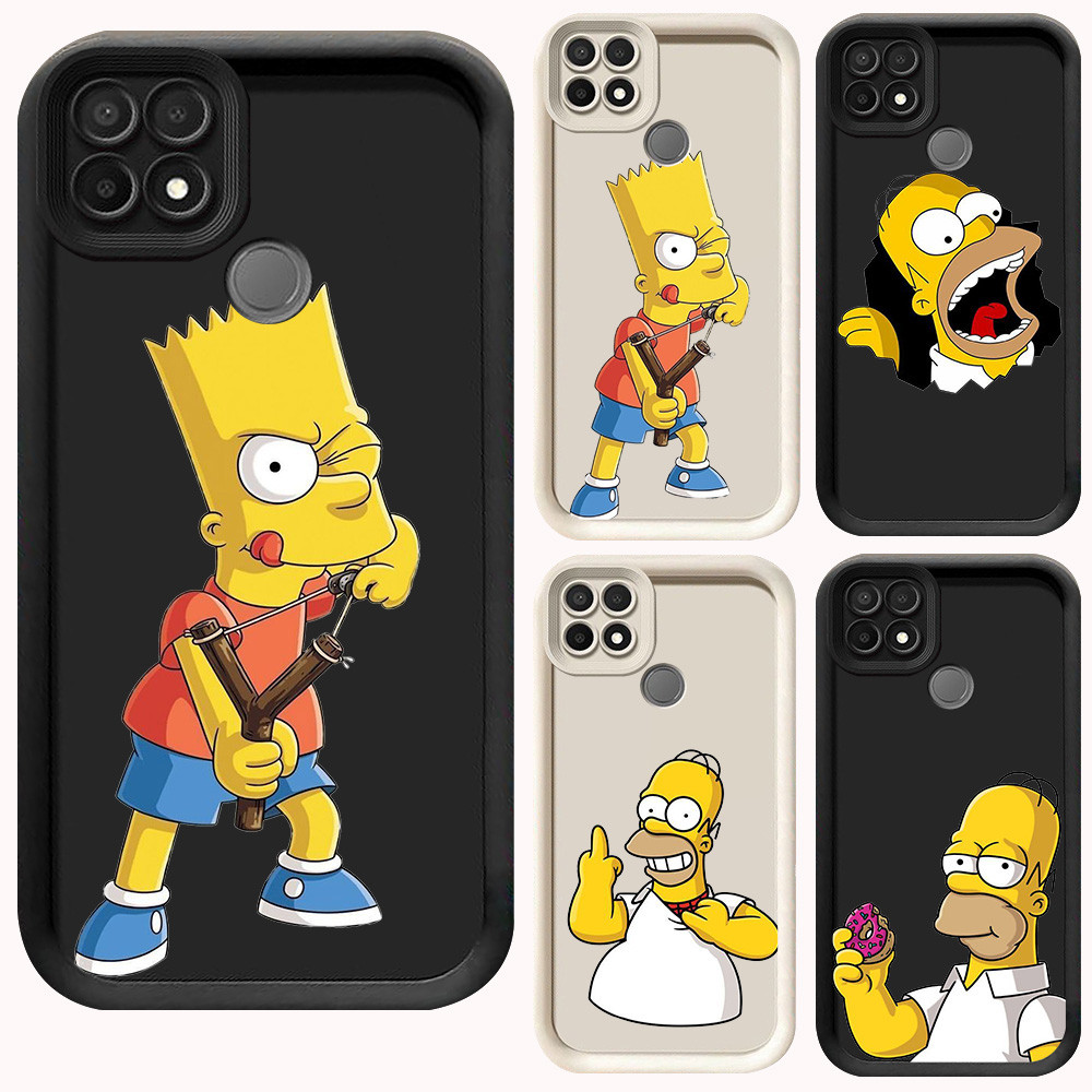 D-32 Simpson Case Hitam Putih Casing untuk Realme Narzo 30A C21Y C21 20 C25Y